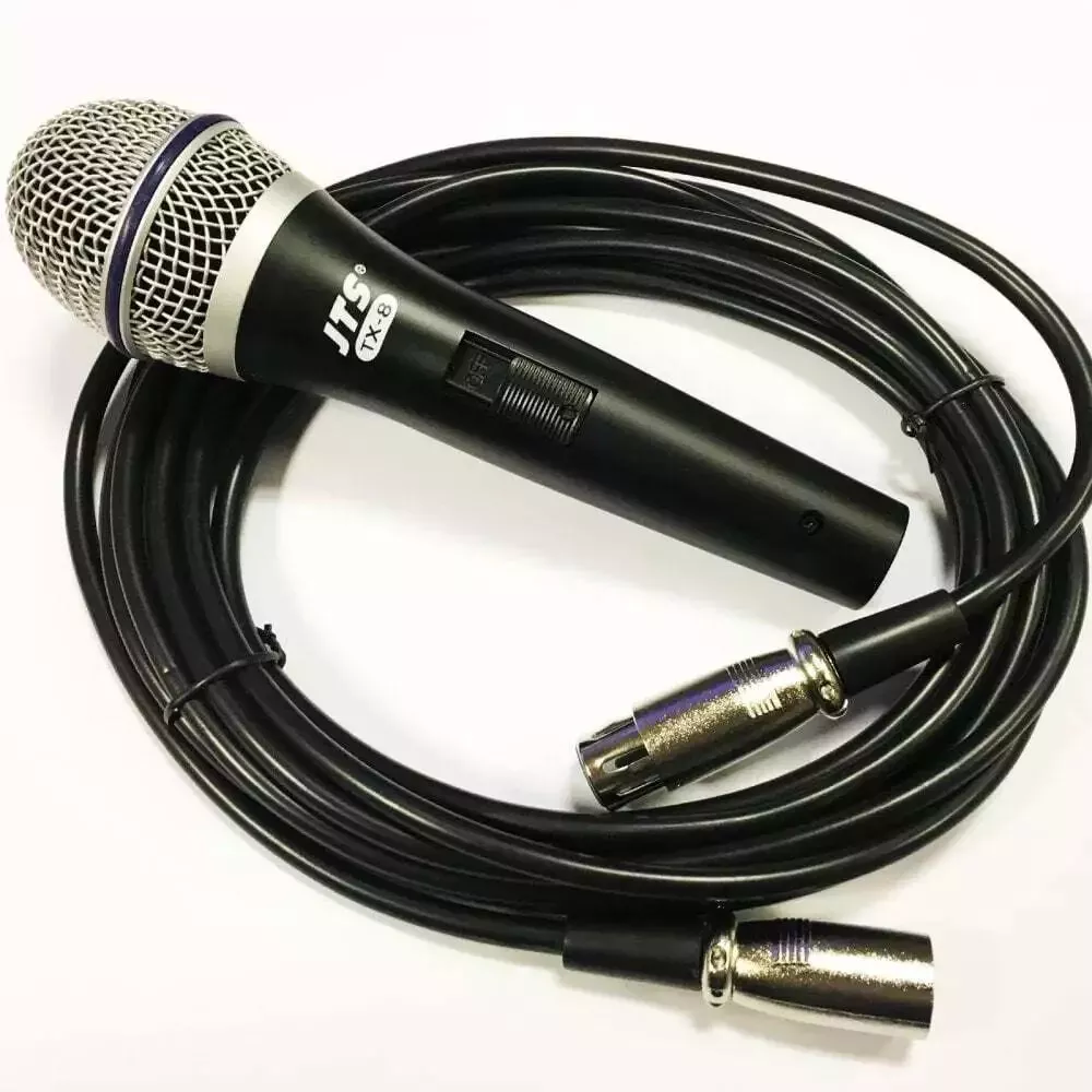 JTS TX-8 Dynamic Vocal Microphone Handheld On/Off DJ Karaoke Inc. 4M XLR Cable
