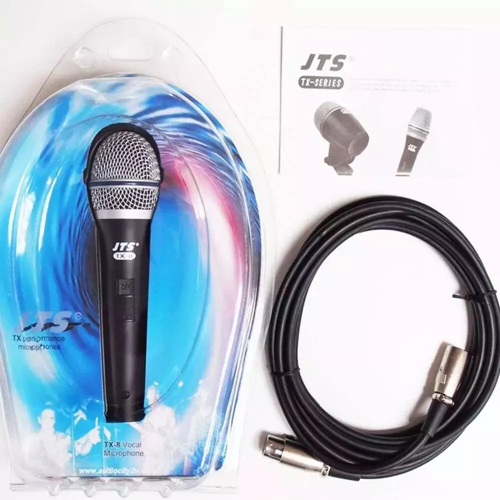JTS TX-8 Dynamic Vocal Microphone Handheld On/Off DJ Karaoke Inc. 4M XLR Cable
