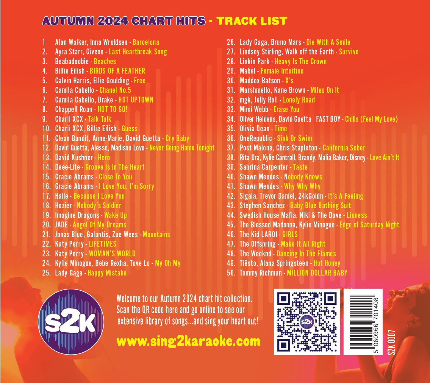 Sing2Karaoke Autumn 2024 50 chart hits USB
